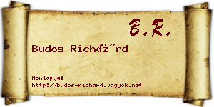 Budos Richárd névjegykártya